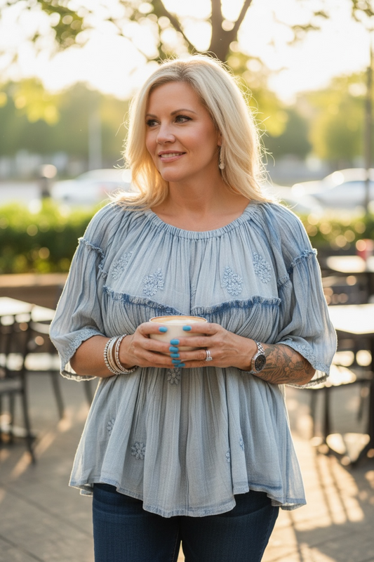 DAISY DENIM BLUE TOP