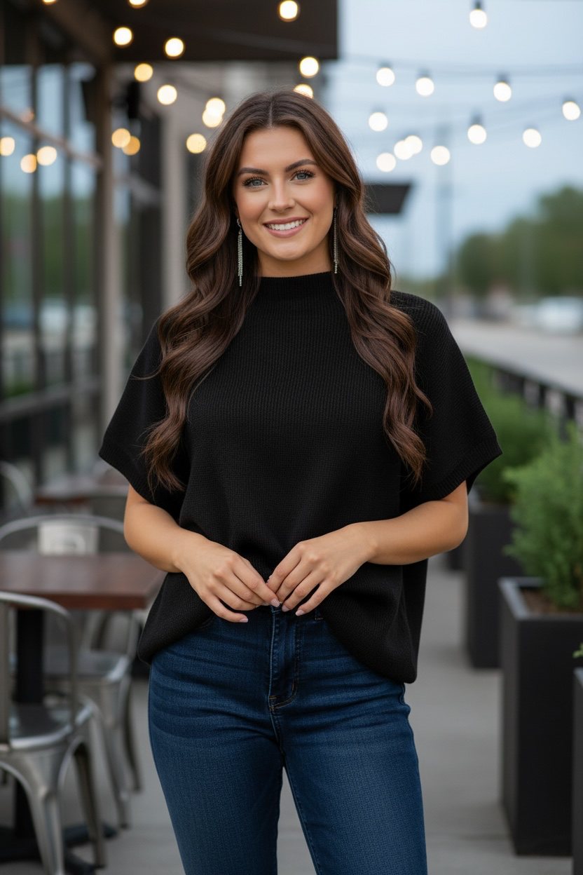 BLACK SWEATER TOP