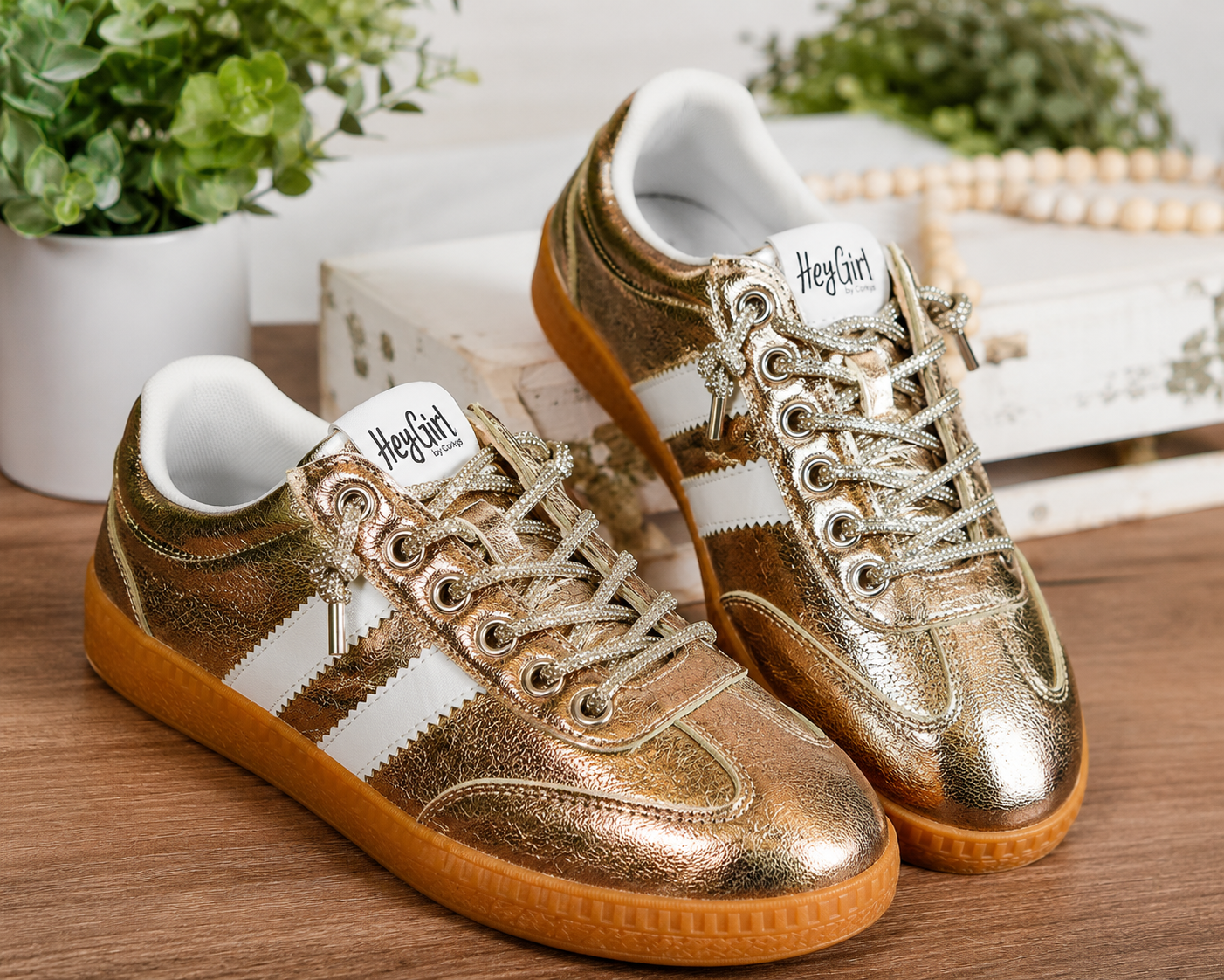 CORKYS HEADS UP GOLD METALLIC SNEAKERS