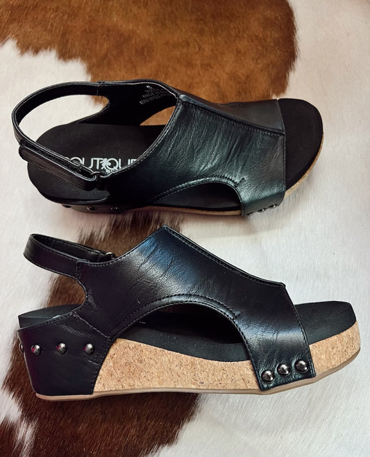 Corkys Black Volta II Wedges