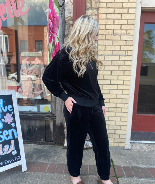 CUDDLE UP BLACK VELVET PANTS