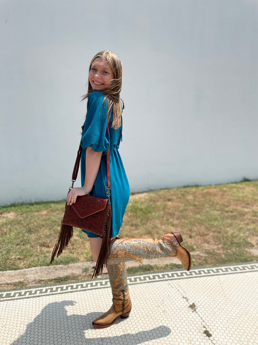 CORRAL WOMENS TAN TURQUOISE CRYSTAL EMBROIDERY TALL BOOTS