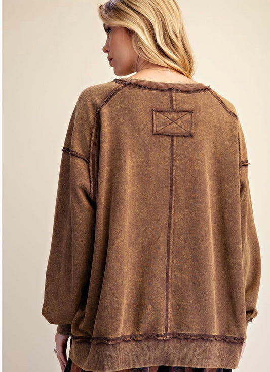 EASEL CACAO FLOWER PATCHWORK TOP