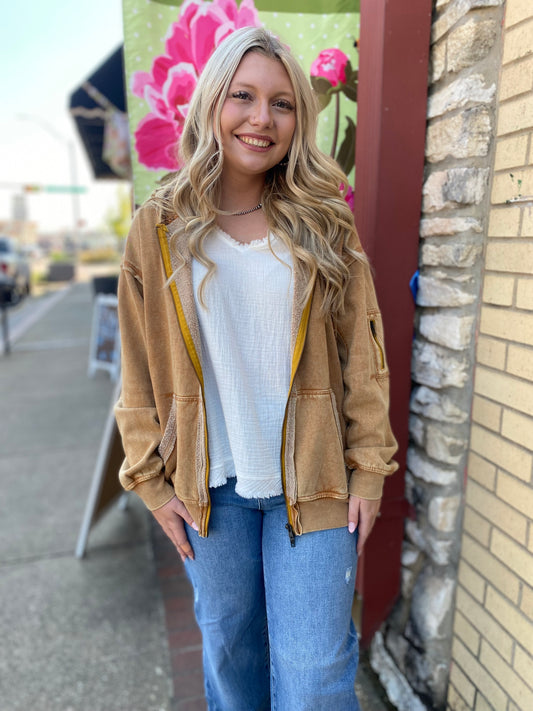 EASEL CAMEL ZIP UP HOODIE