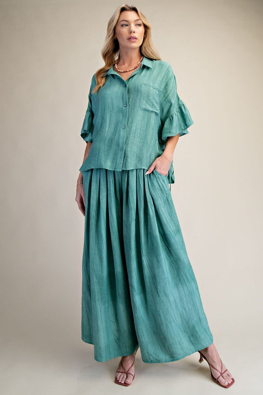 EASEL ATLANTIS TEXTURED PALAZZO PANTS SET