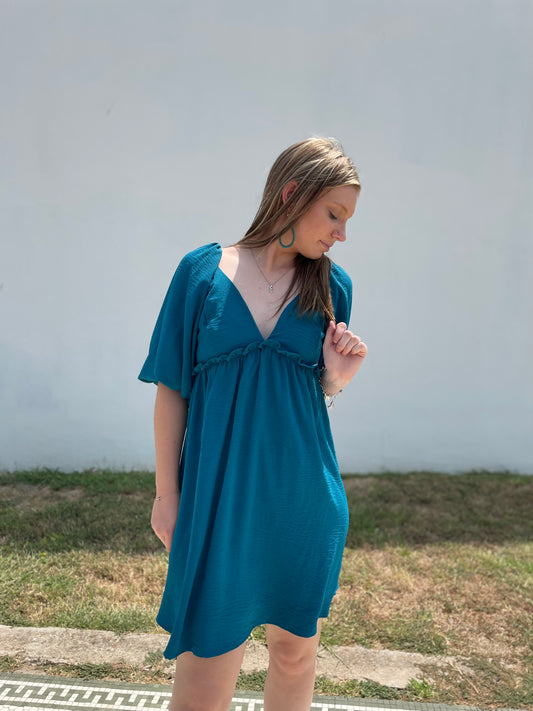 Della Teal Dress