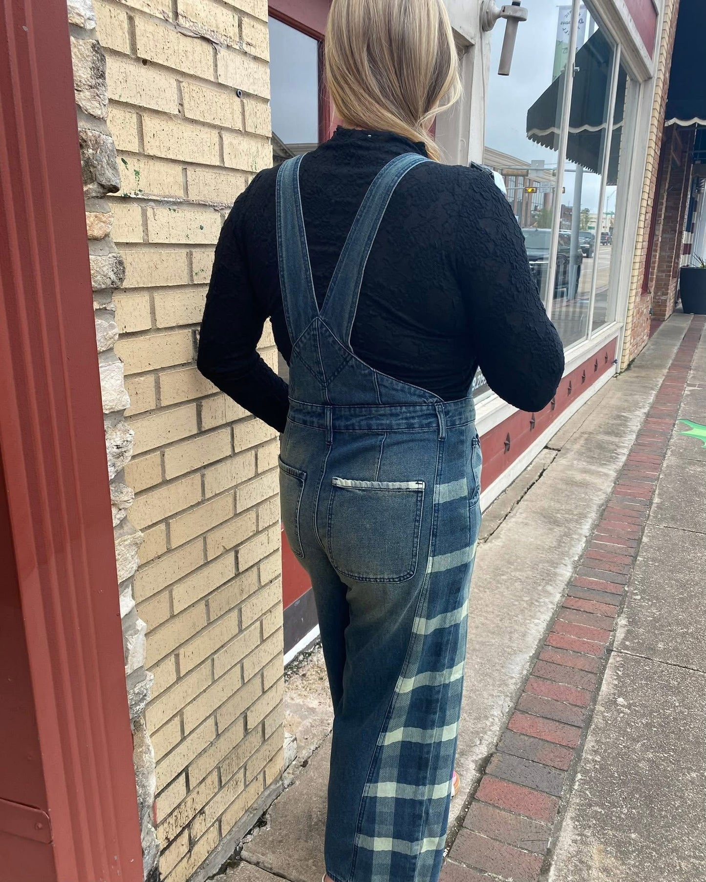 EASEL PLAYFUL PLAID OVERALLS