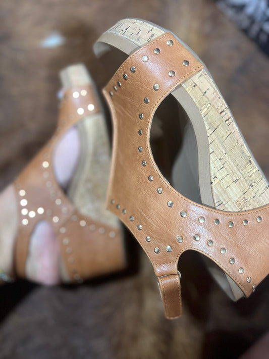 Corkys Cognac Studs Carley Wedge