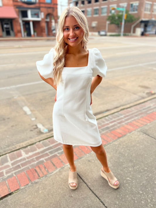 Special Occasion White Textured Dress