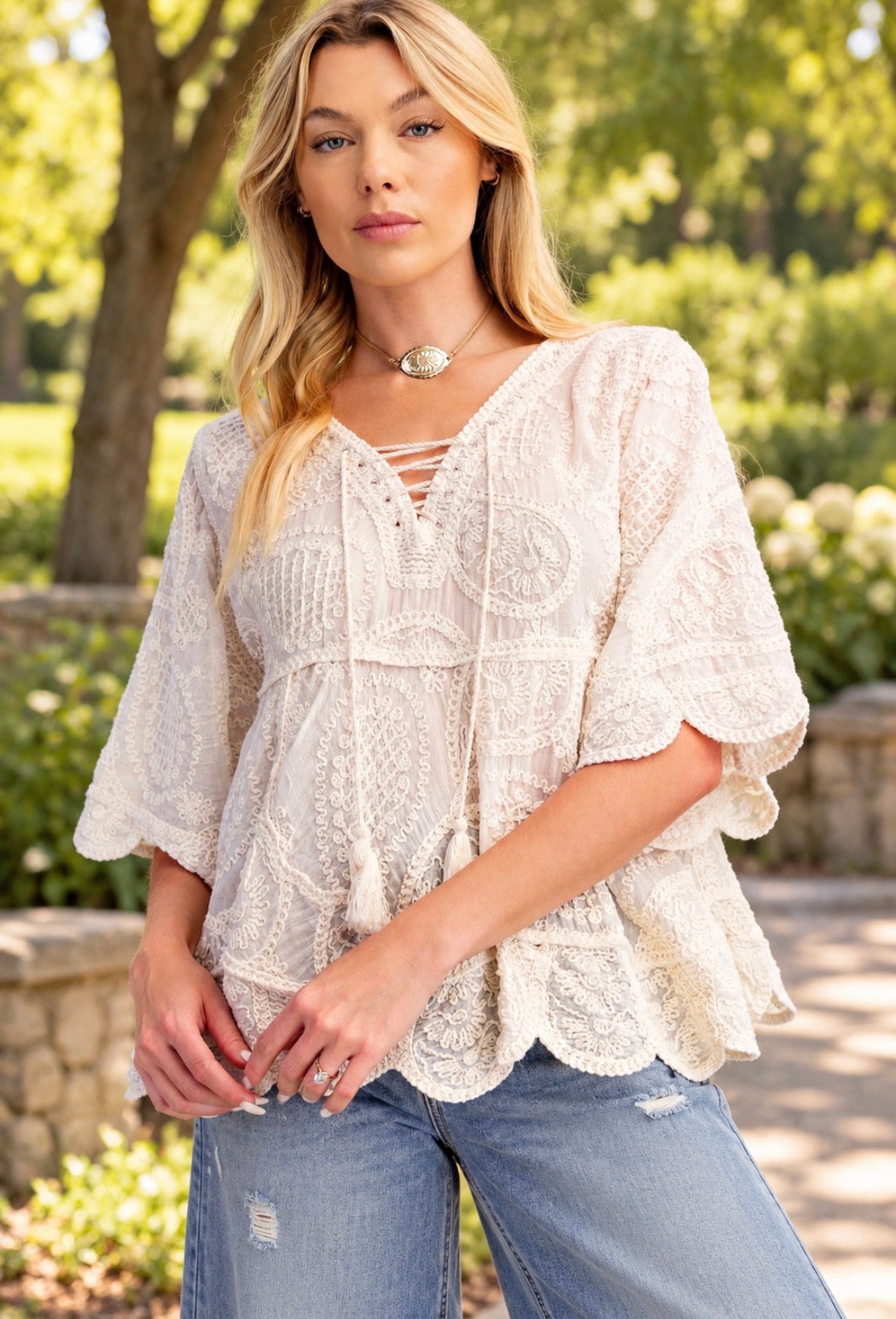 Country Charm Babydoll Tunic Top