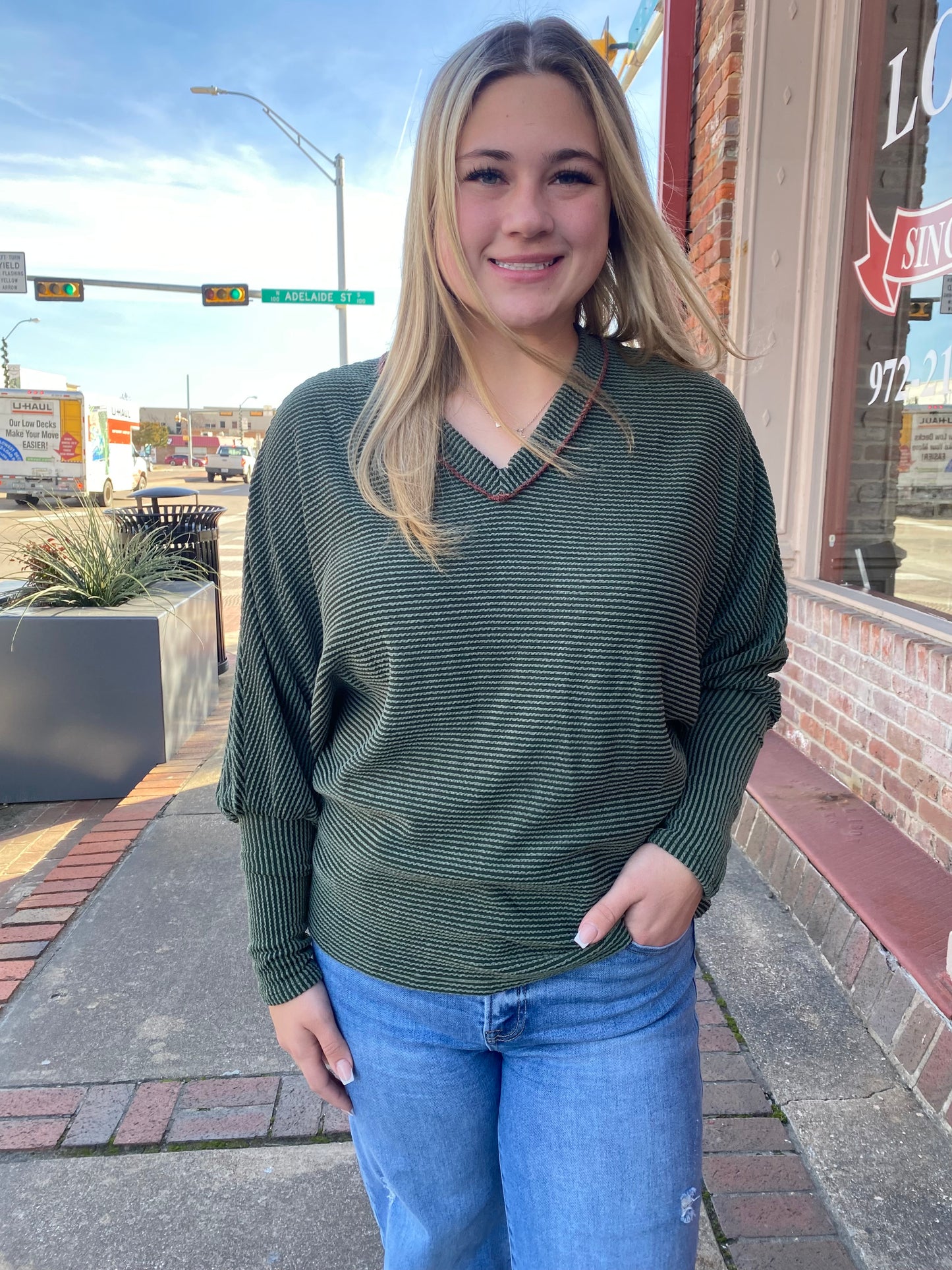 OLIVE TWIST DOLMAN TOP