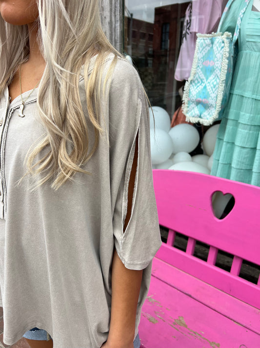 Taupe Hinsley Cold Shoulder Top