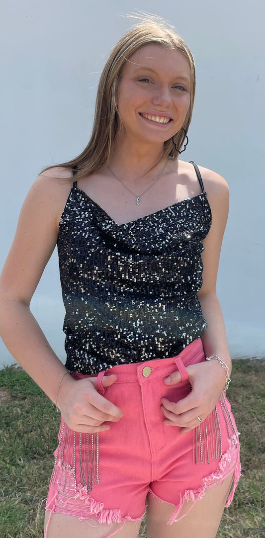 Black and Silver Sequin Tank