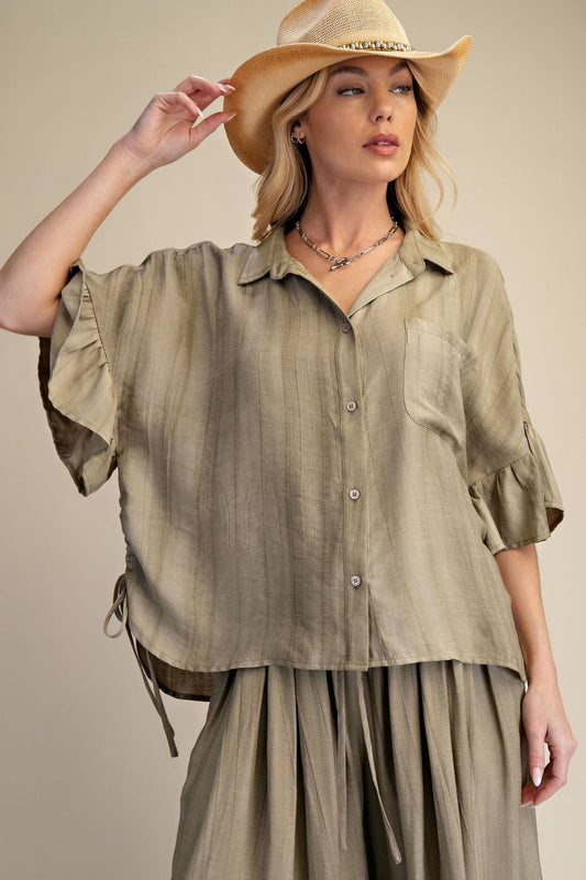 EASEL TAUPE TEXTURED PALAZZO TOP SET