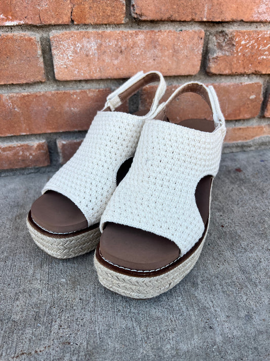 Corkys Natural Crochet Freddie Wedges