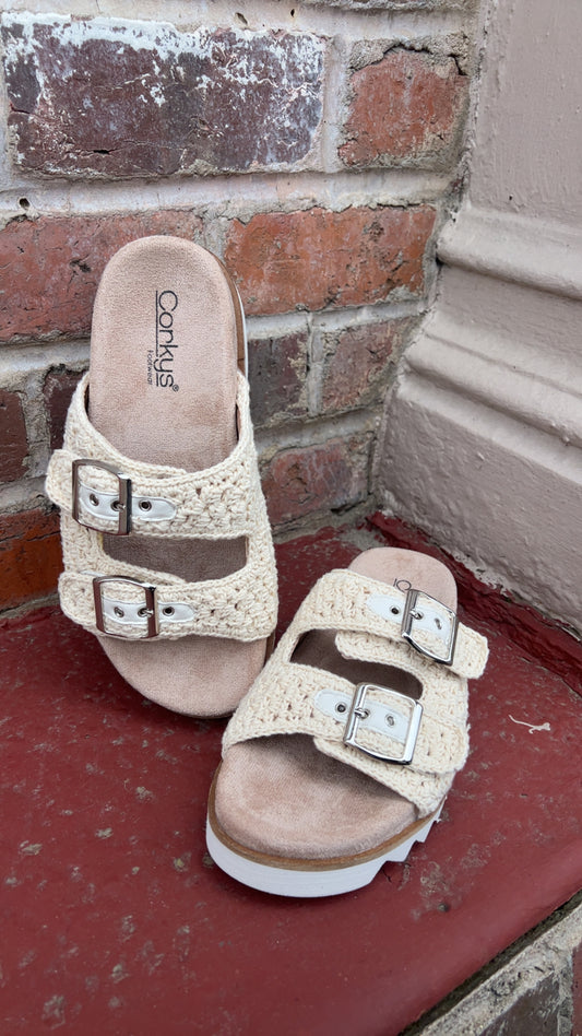 Corkys Dash Natural Crochet Sandals