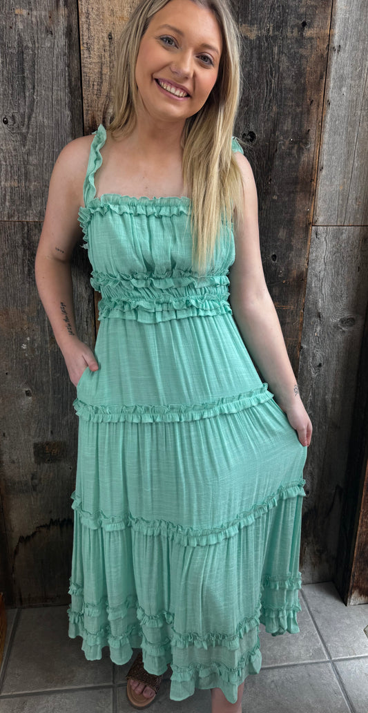 Aqua Foam Midi Dress