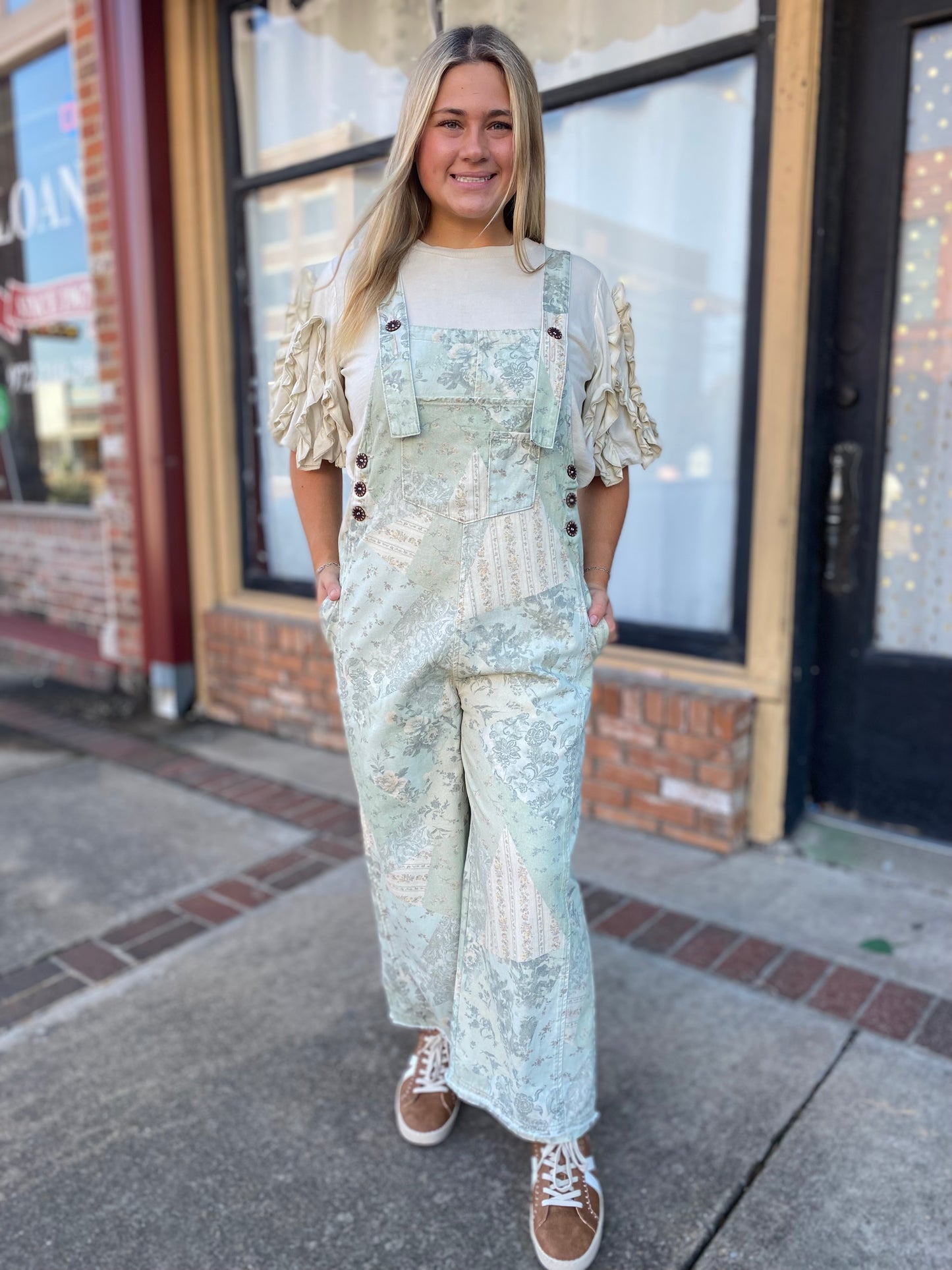 HIGH HOPES SAGE VINTAGE BAGGY OVERALLS