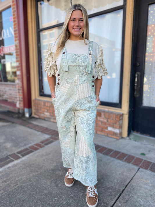HIGH HOPES SAGE VINTAGE BAGGY OVERALLS