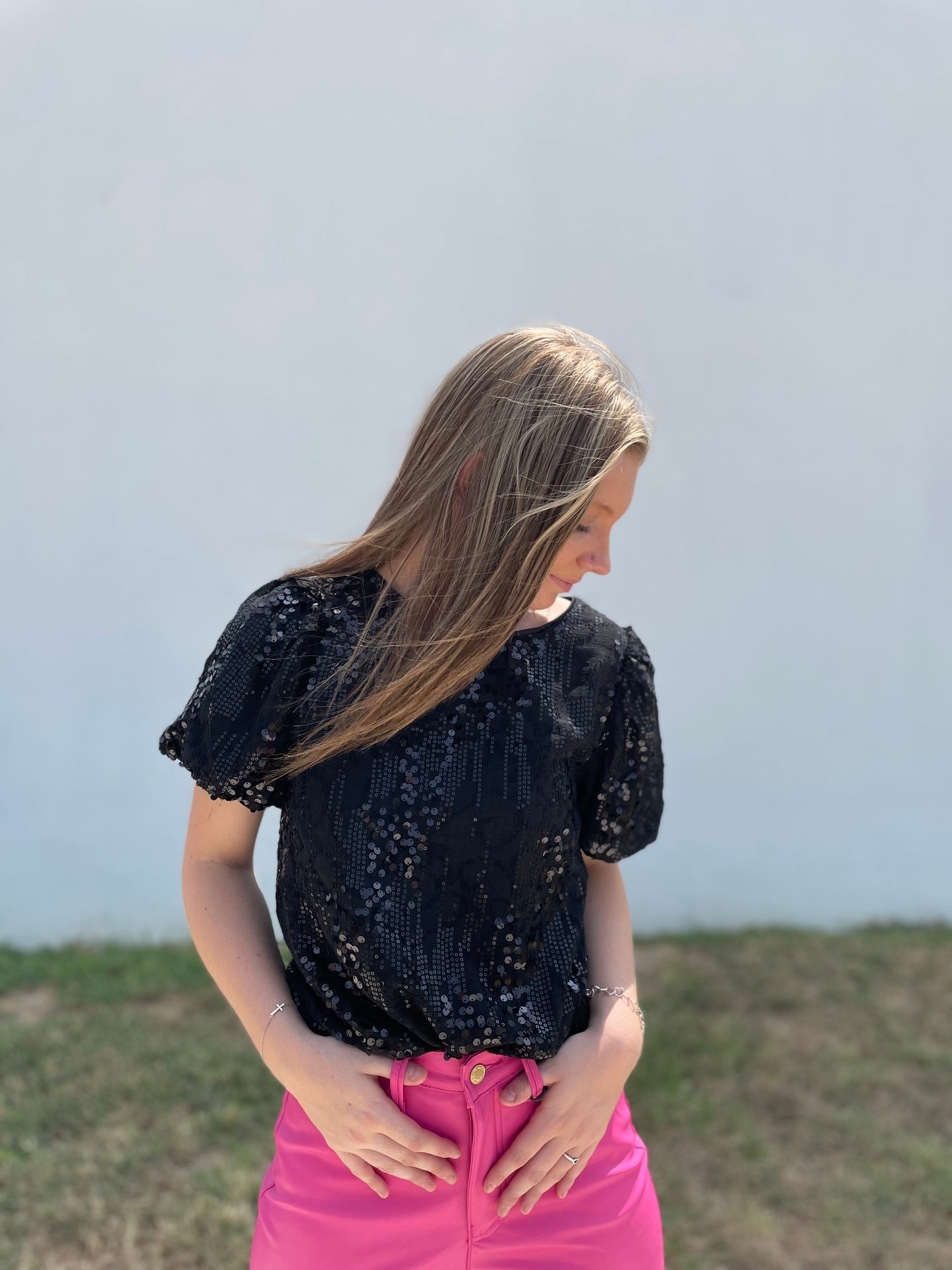 BRITTANY BLACK SEQUIN PARTY TOP