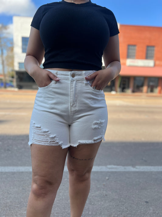 Judy Blue Cozumel White Shorts