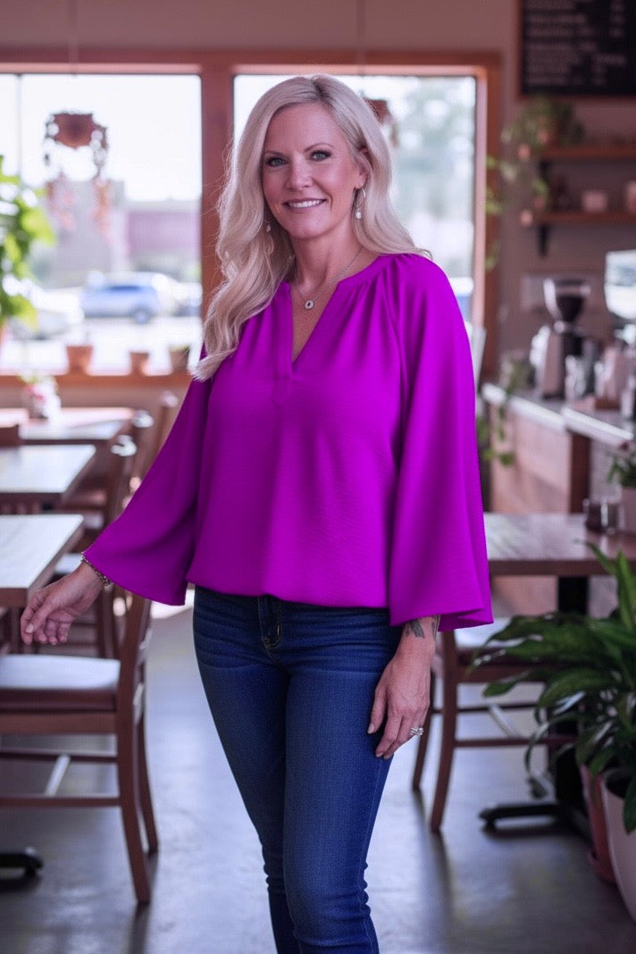 Purple Wing Sleeve Top