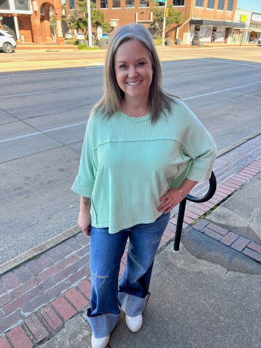 Sage Brex Waffle Knit Top