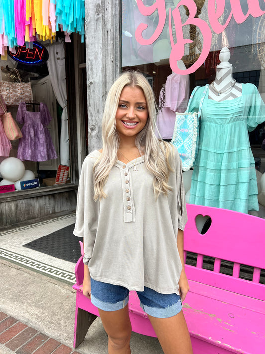 Taupe Hinsley Cold Shoulder Top