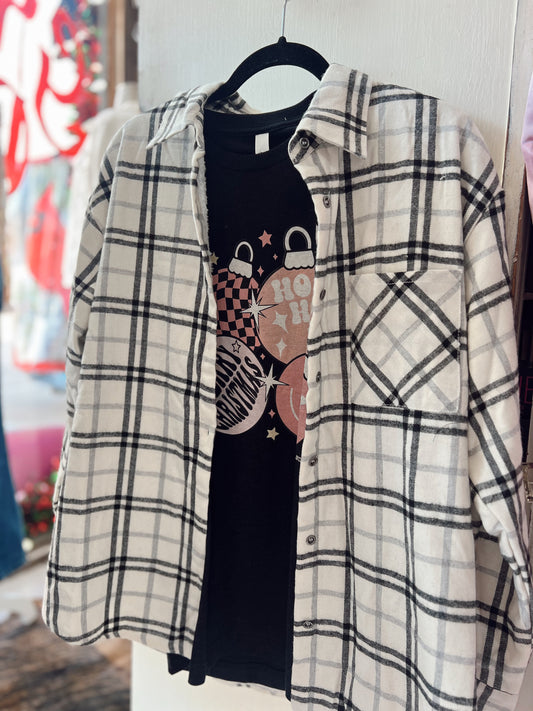 Ivory Black Plaid Shacket