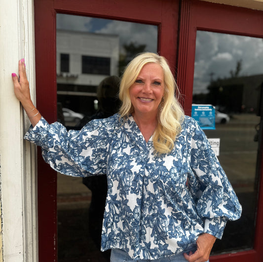 JODI BLUE FLORAL TOP