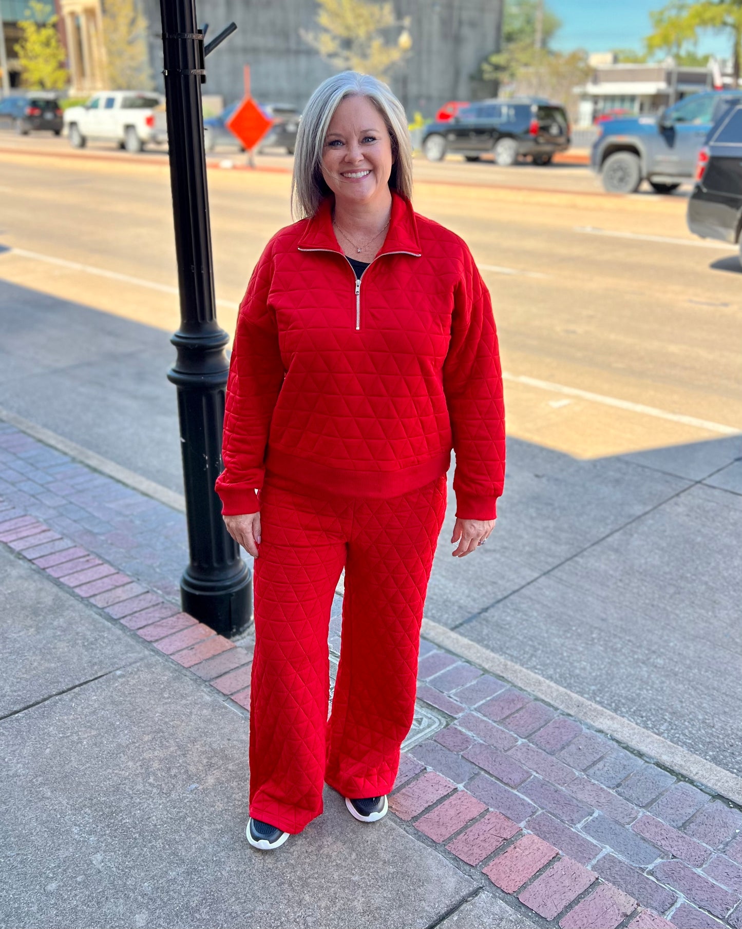 Red Textured Pants