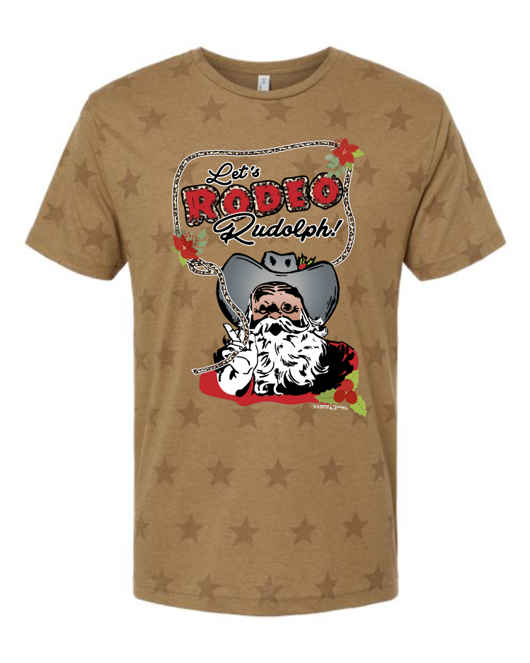 Brown Let's Rodeo Rudolph Tee