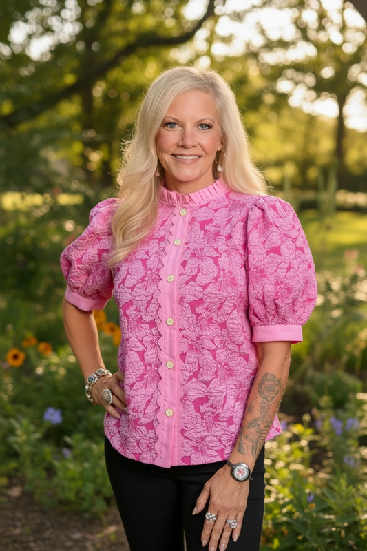 AMELIA PINK PUFF SLEEVE TOP