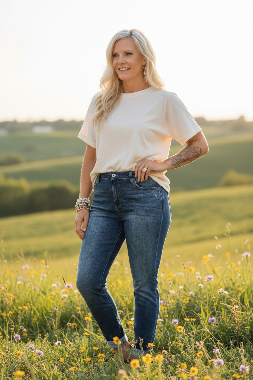 Judy Blue Bleach Splash Boyfriend Jeans