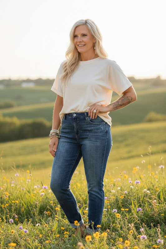 Judy Blue Bleach Splash Boyfriend Jeans