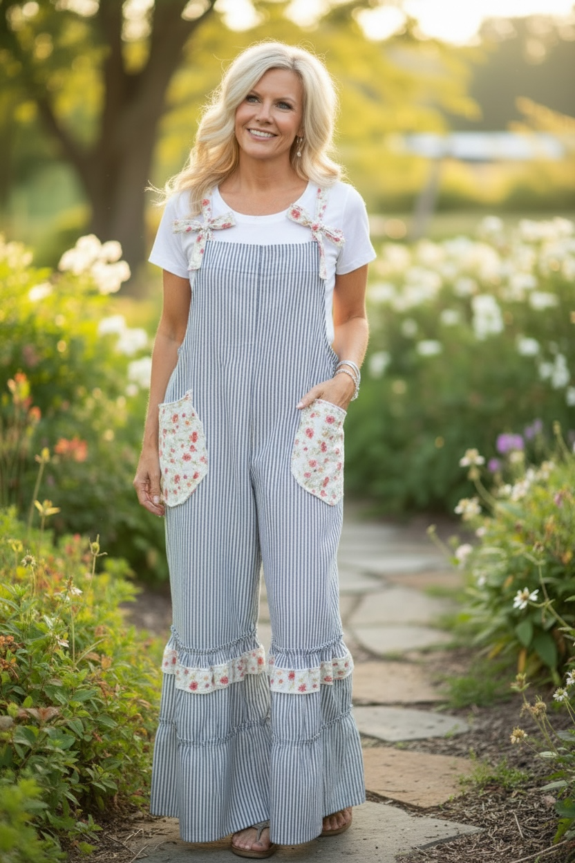 LEANNE BLUE STRIPE ROMPER