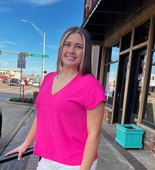 Carley Pink Cap Sleeve Top