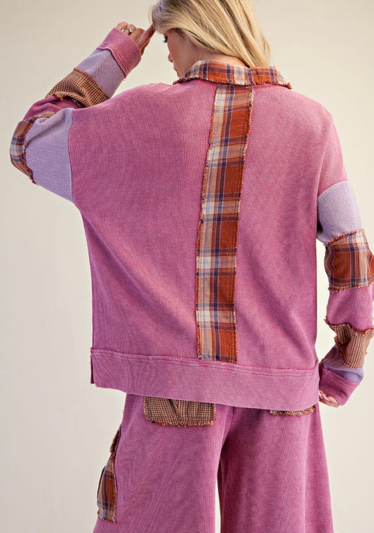EASEL LIPSTICK PLAID TOP OF SET