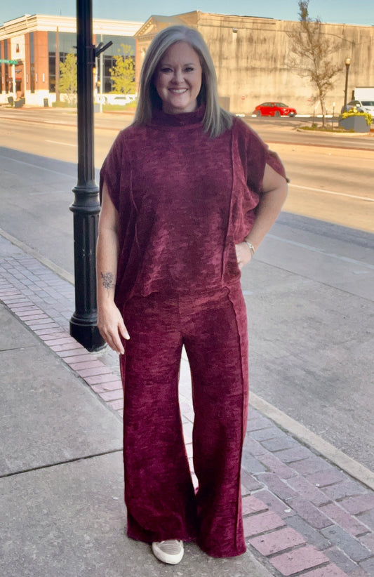 Merlot Soft Wide Leg Pants