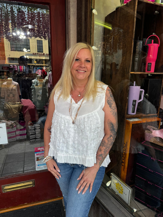 Lola Boho White Ruffle Top