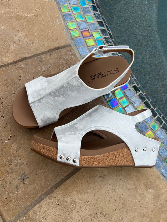 Corkys Volta II White Metallic Wedges