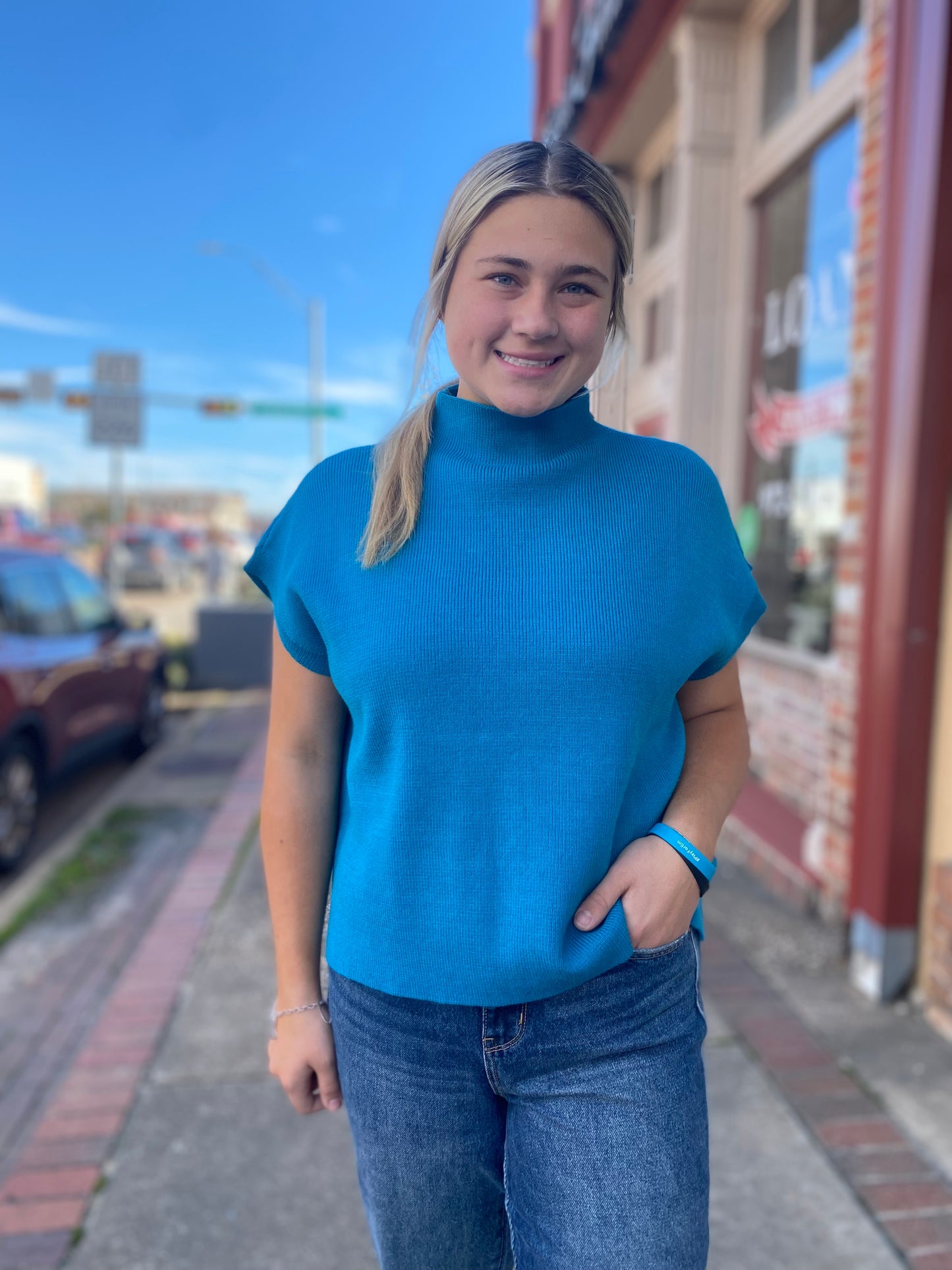 TEAL SWEATER TOP