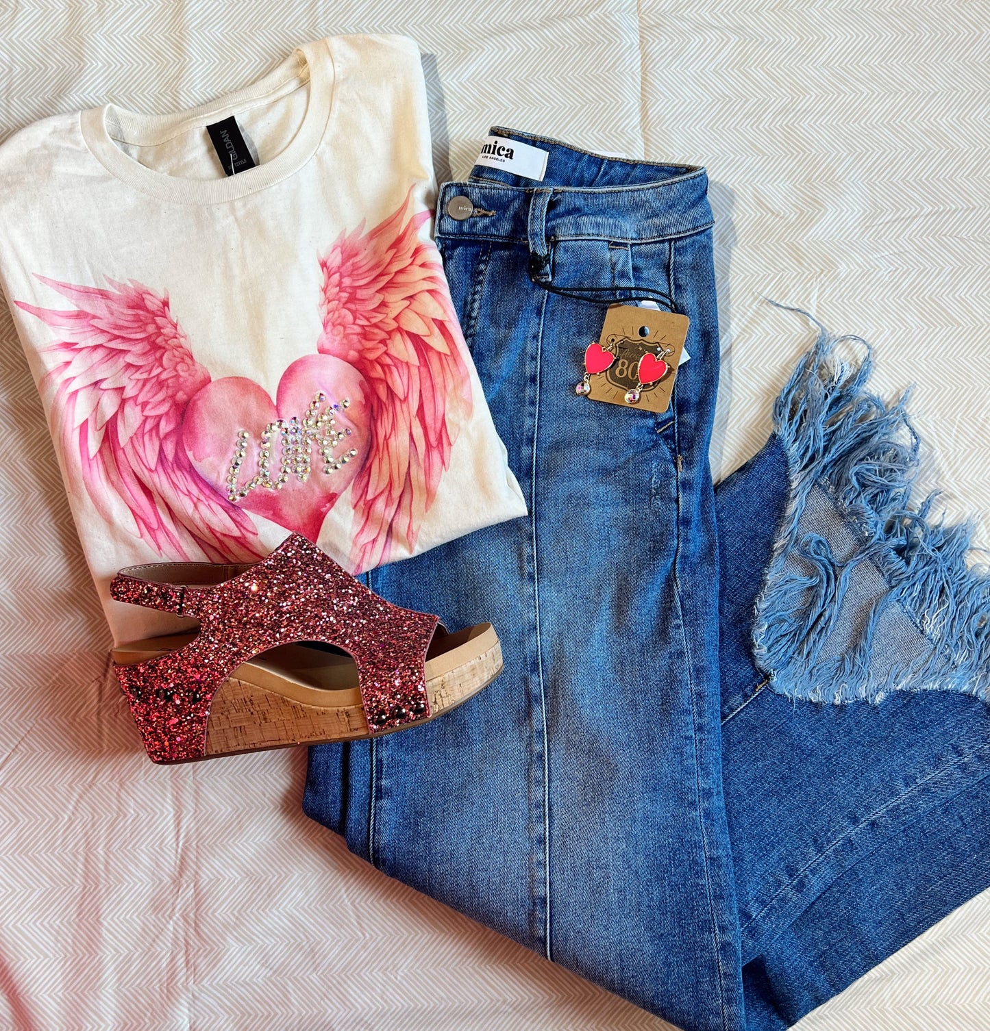 Heart With Bling and Wings Tee