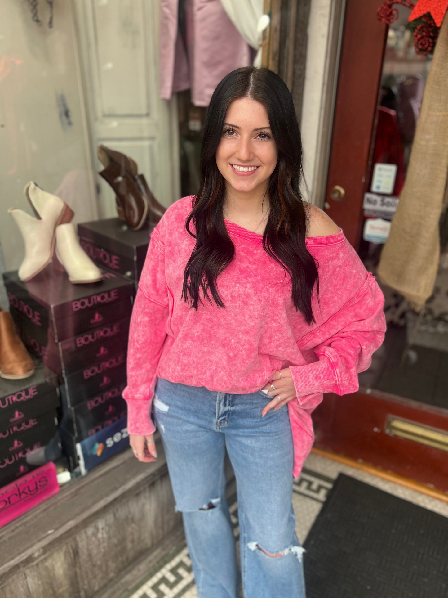 Hot Pink Oversized Sweatshirt