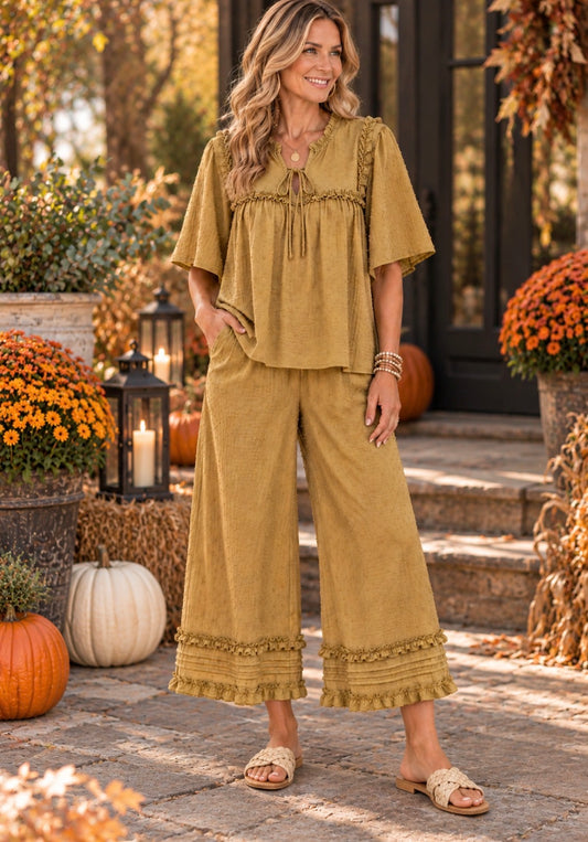 RACHEL WIDE LEG CROP PANTS OF SET