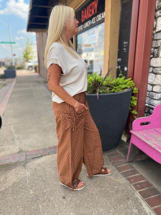 Camel Printed Baggy Pants