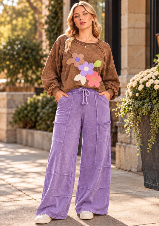EASEL CACAO FLOWER PATCHWORK TOP