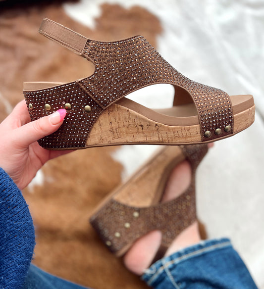 Corkys Carley Brown Crystal wedge