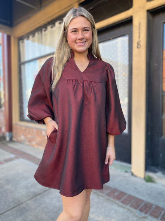 BURGUNDY ELEGANCE DRESS