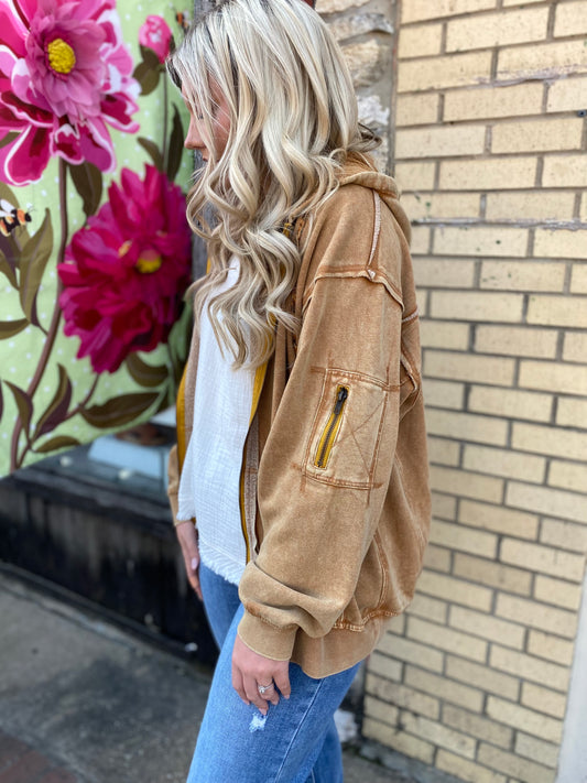 EASEL CAMEL ZIP UP HOODIE